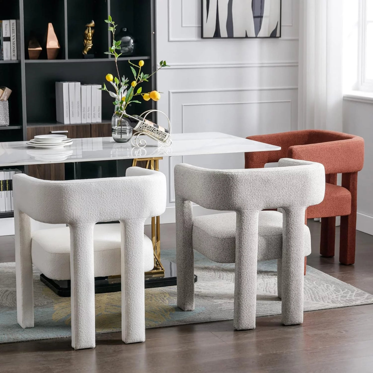 Beige Upholstered Accent Chair with Solid Wood Frame J901321