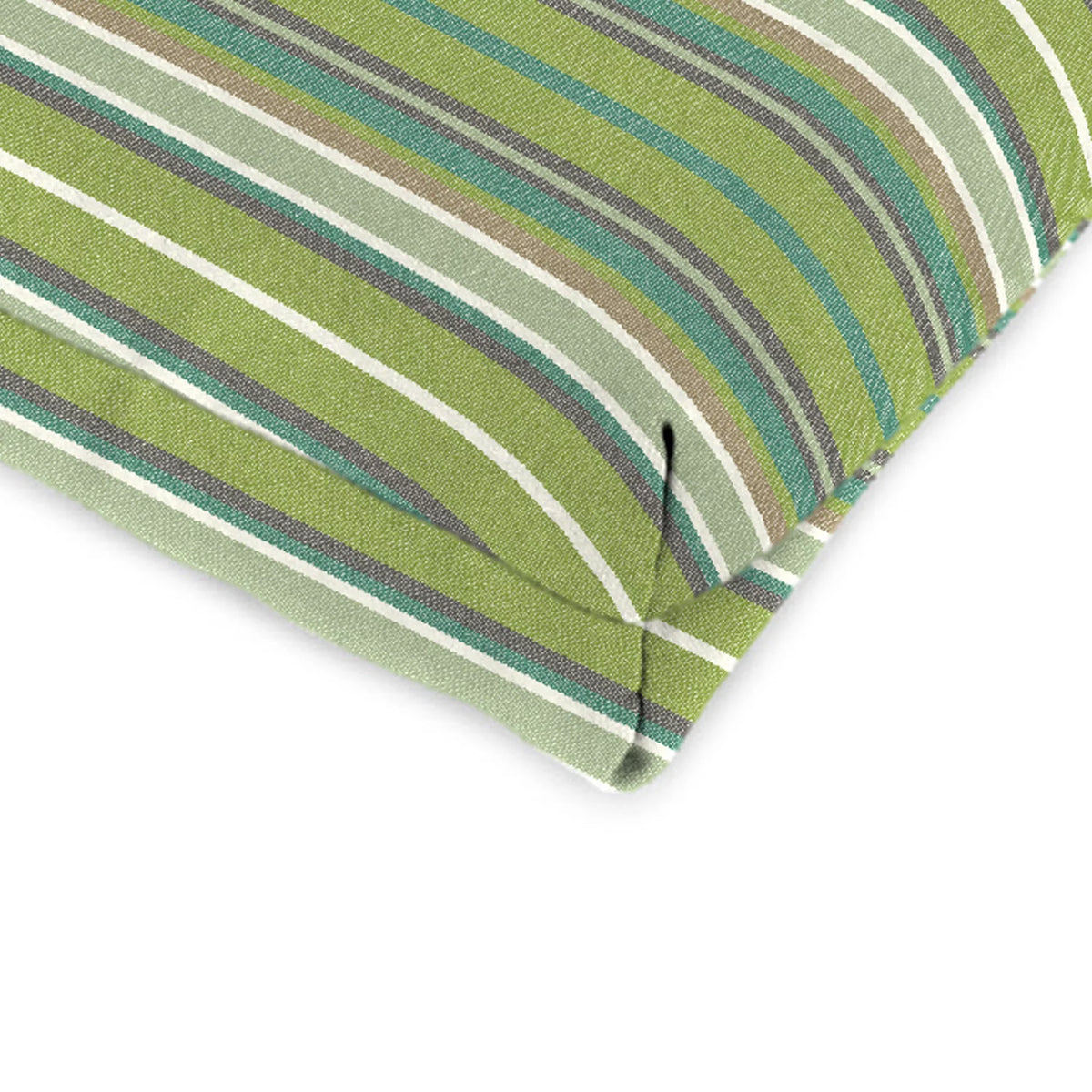 Green Stripe Rectangular Outdoor Chair Cushion with Ties B8540