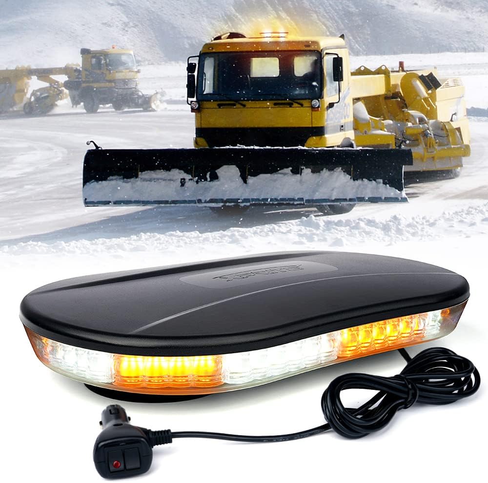 White & Amber COB LED Rooftop Strobe Light Bar with Magnetic Base L28118