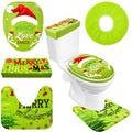 4 Pcs Christmas Green Toilet Seat Cover Set P325463