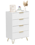 Black 4 Drawer Wood Dresser with Metal Handles U5965