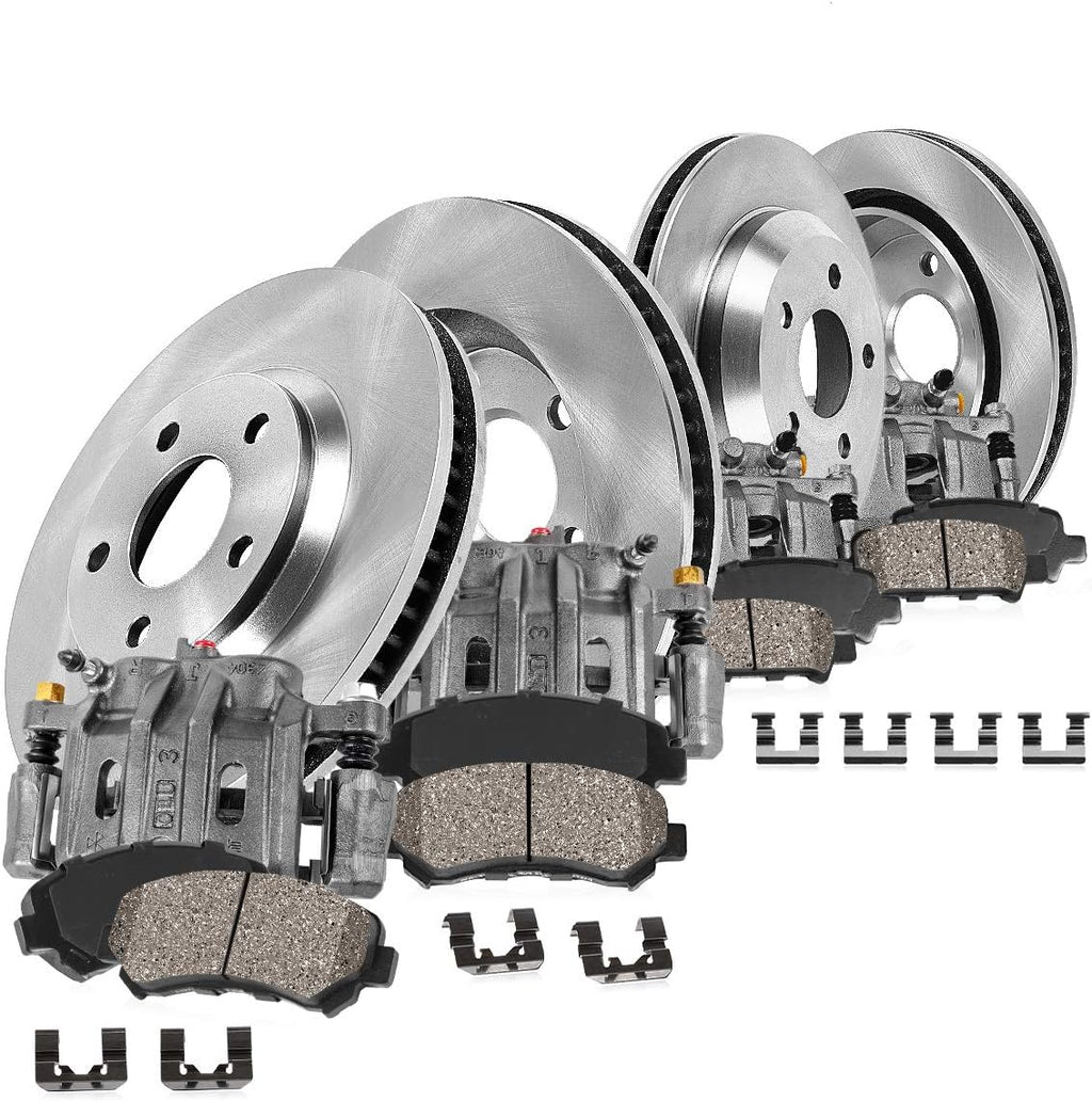 FRONT + REAR OE Calipers + Rotors + Ceramic Pads Kit M8027