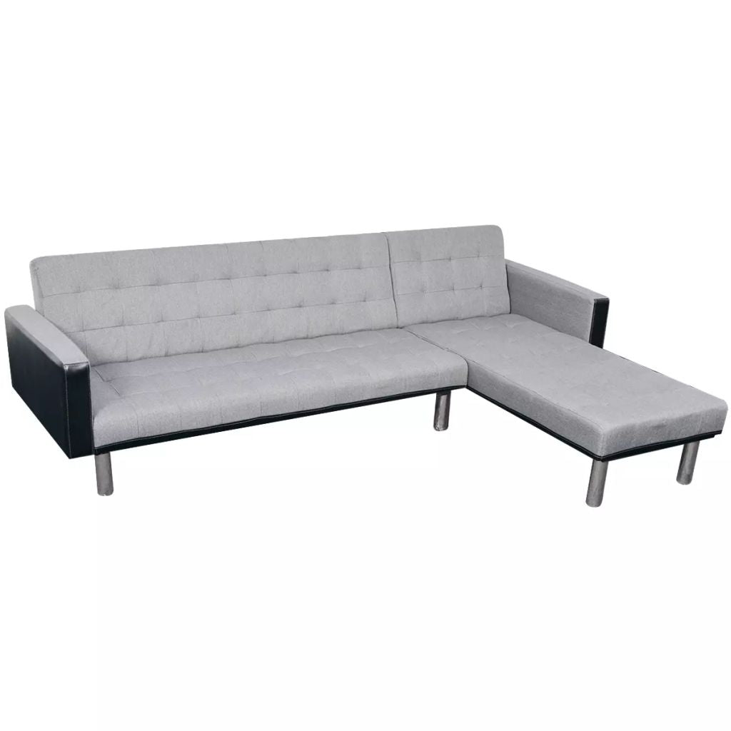 L-shaped Sofa Bed Fabric Black and Gray Z957573