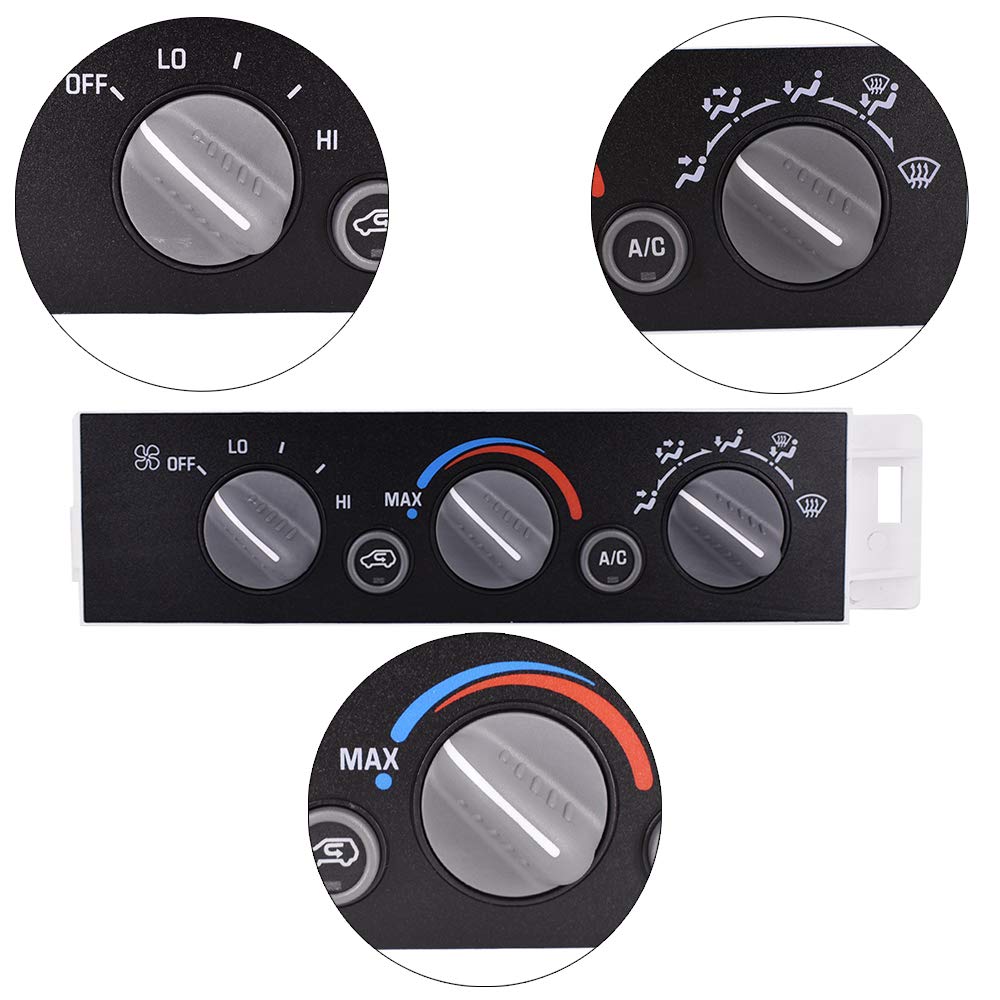 Heater A/C Control Switch Panel Module Without Rear Window Defogger for 1996-2002 Chevy GMC Pickup Truck Pack of 2 O152