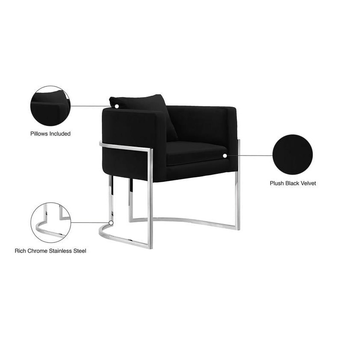 Black Velvet Accent Chair N2400