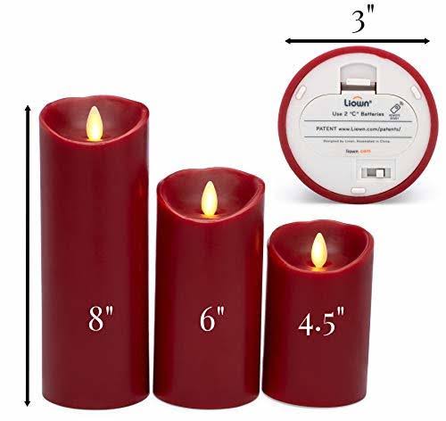 Red Pillar Candles with Remote, Set of 3 J29975