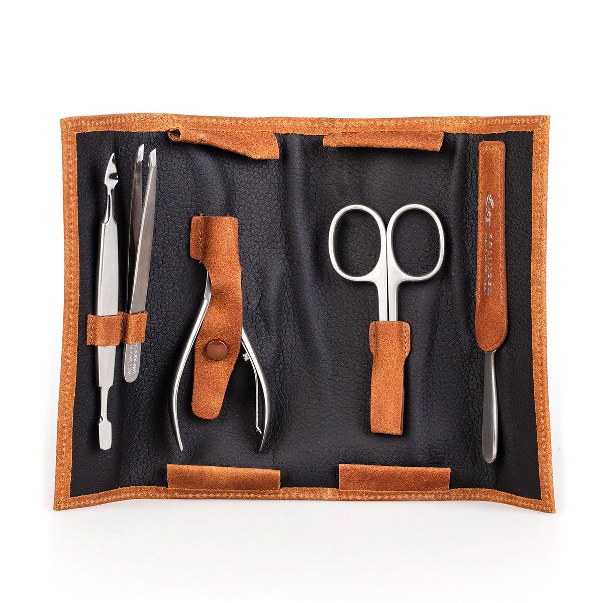 Cognac Leather 5-Piece Manicure Set F810