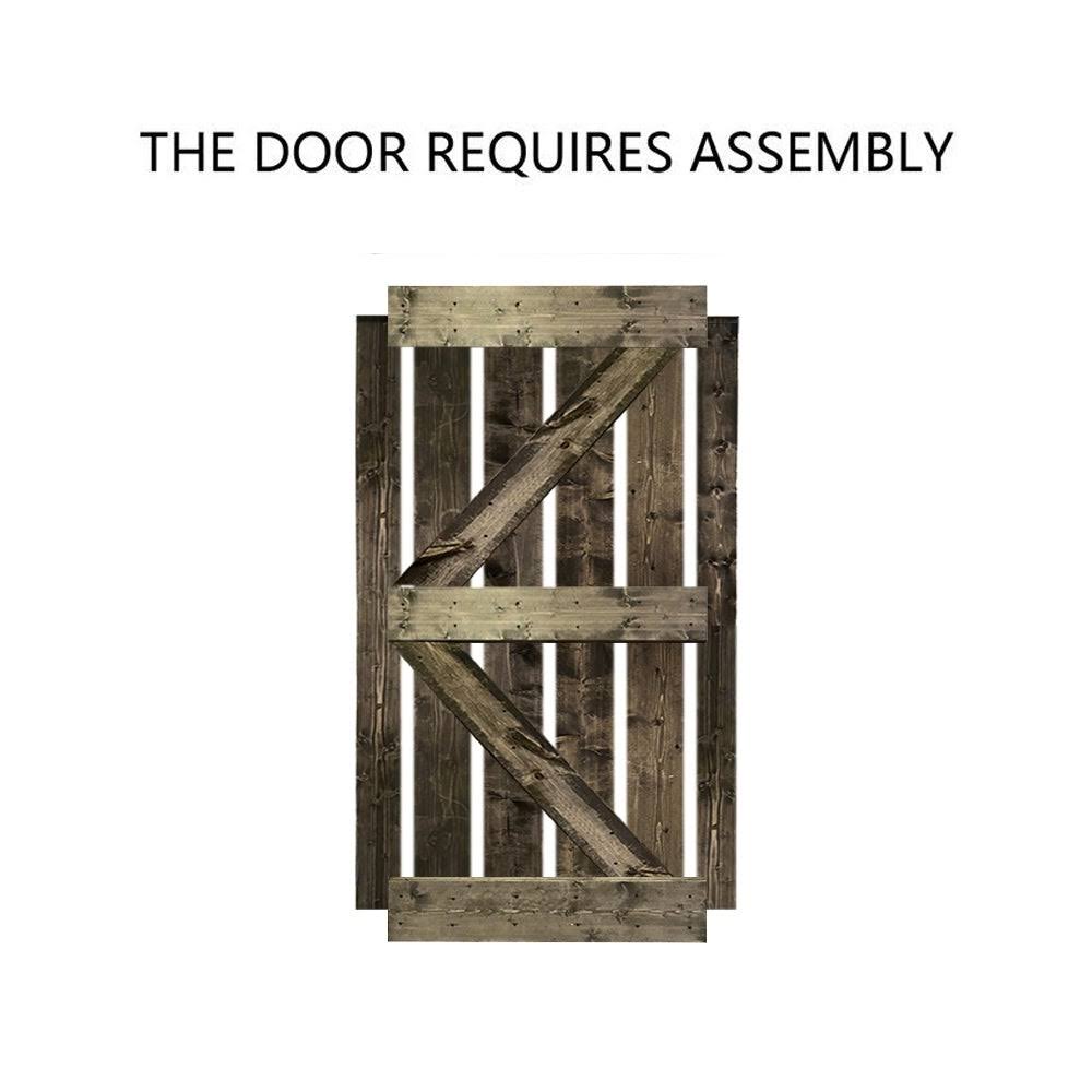 Sage Green Stained Wood Sliding Barn Door with Hardware Kit R341