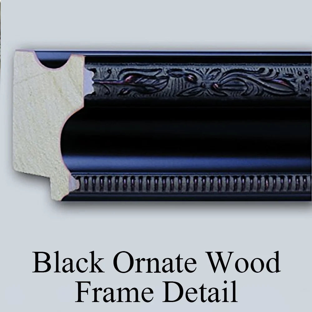 Black Ornate Wood Framed Double Matted Art Print K54757