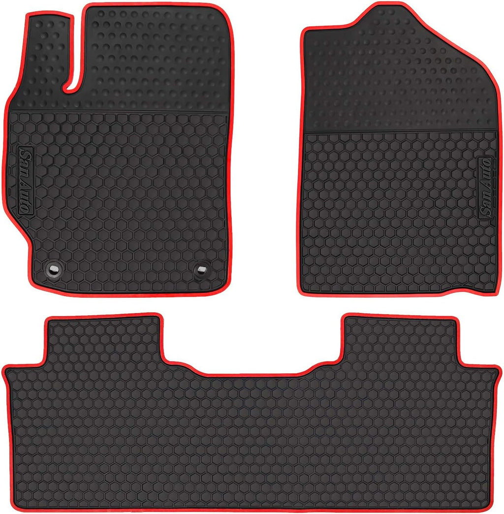 Black Red Rubber Car Floor Liners Set I332