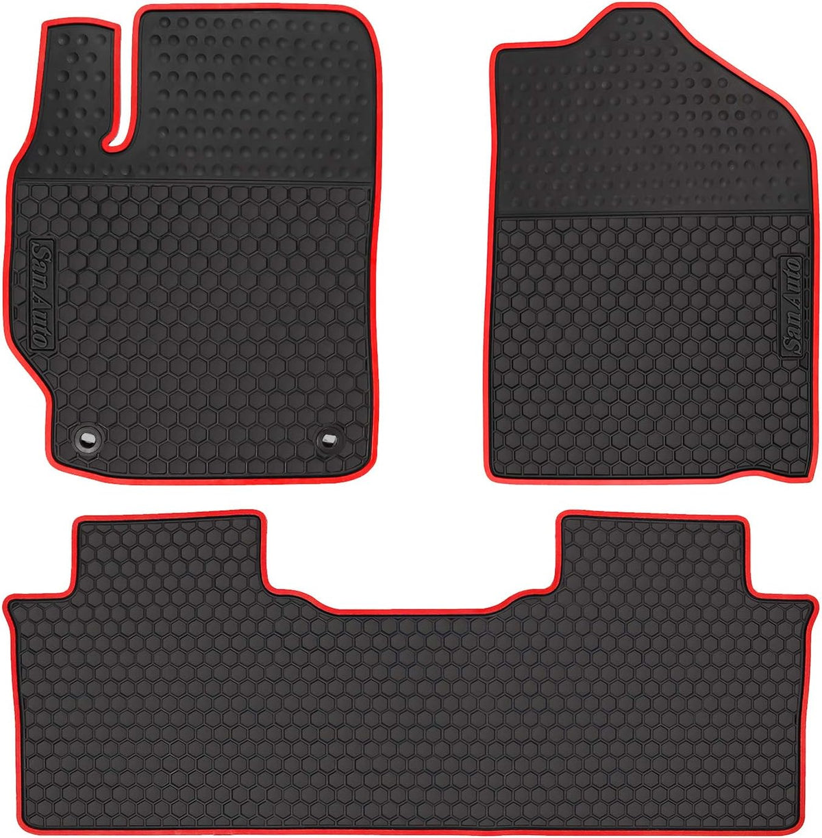 Black Red Rubber Car Floor Liners Set I332
