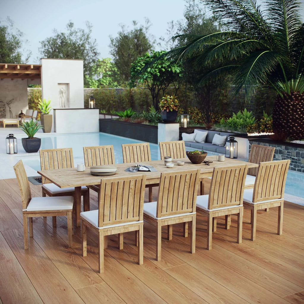 11 Piece Outdoor Patio Teak Dining Set H652