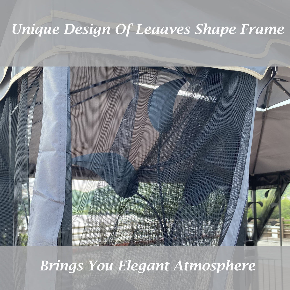 Gray Patio Gazebo Canopy Tent with Mosquito Net K378