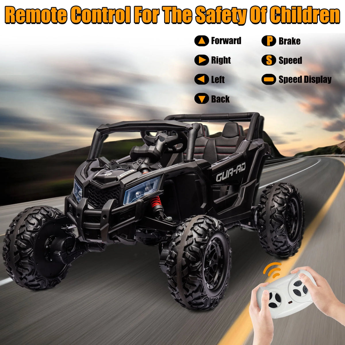 24V Ride On Truck Car with Parent Remote Control, Black Y619488
