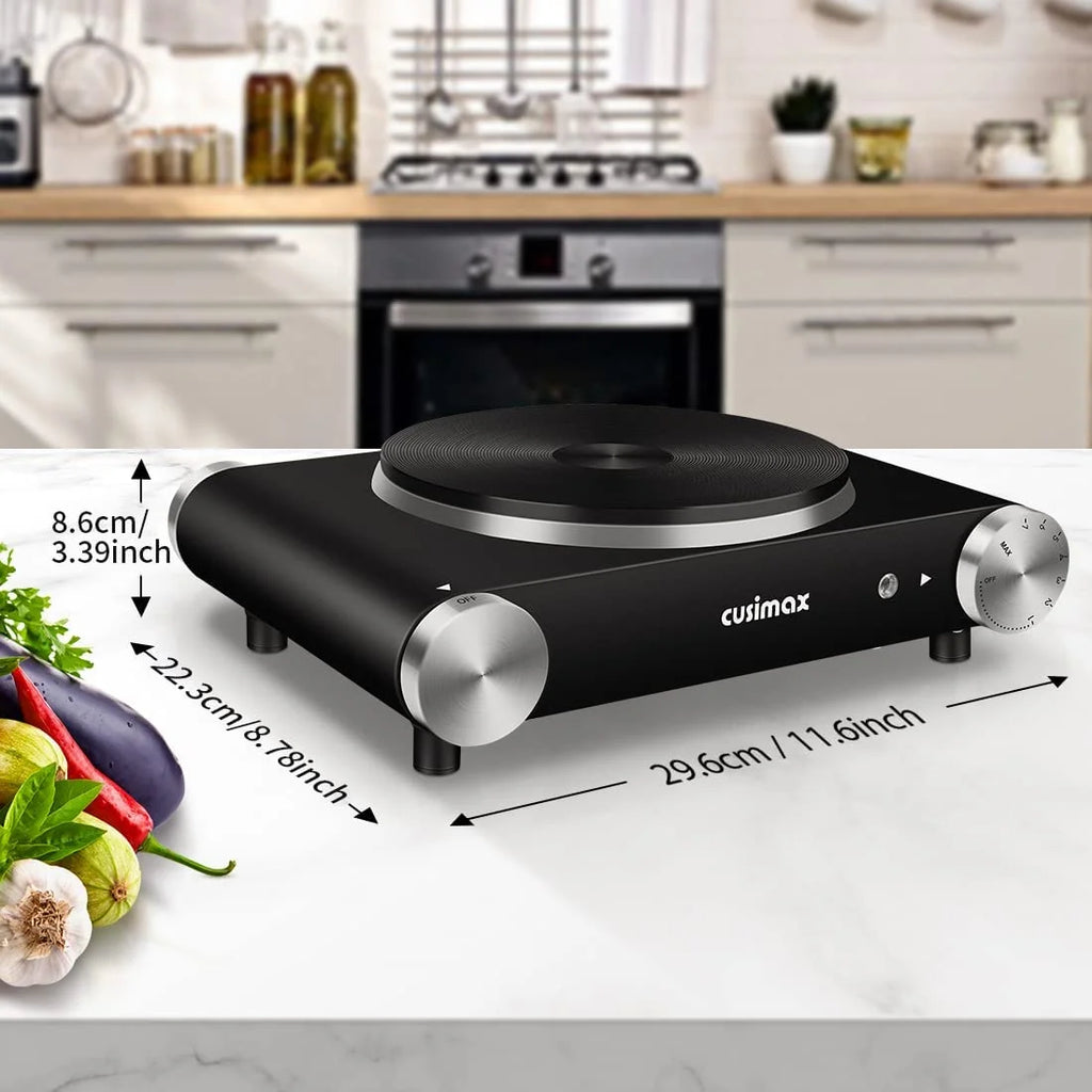 1500W Electric Hot Plate Single Burner Stainless Steel Black J751