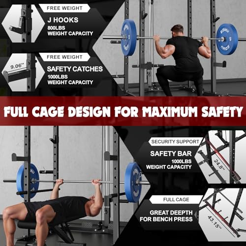 Power Cage Squat Rack with LAT Pulldown U48105