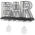 Wall Mounted Wine Glass Holder and Cork Holder Holds 6 Wine Glasses S3171