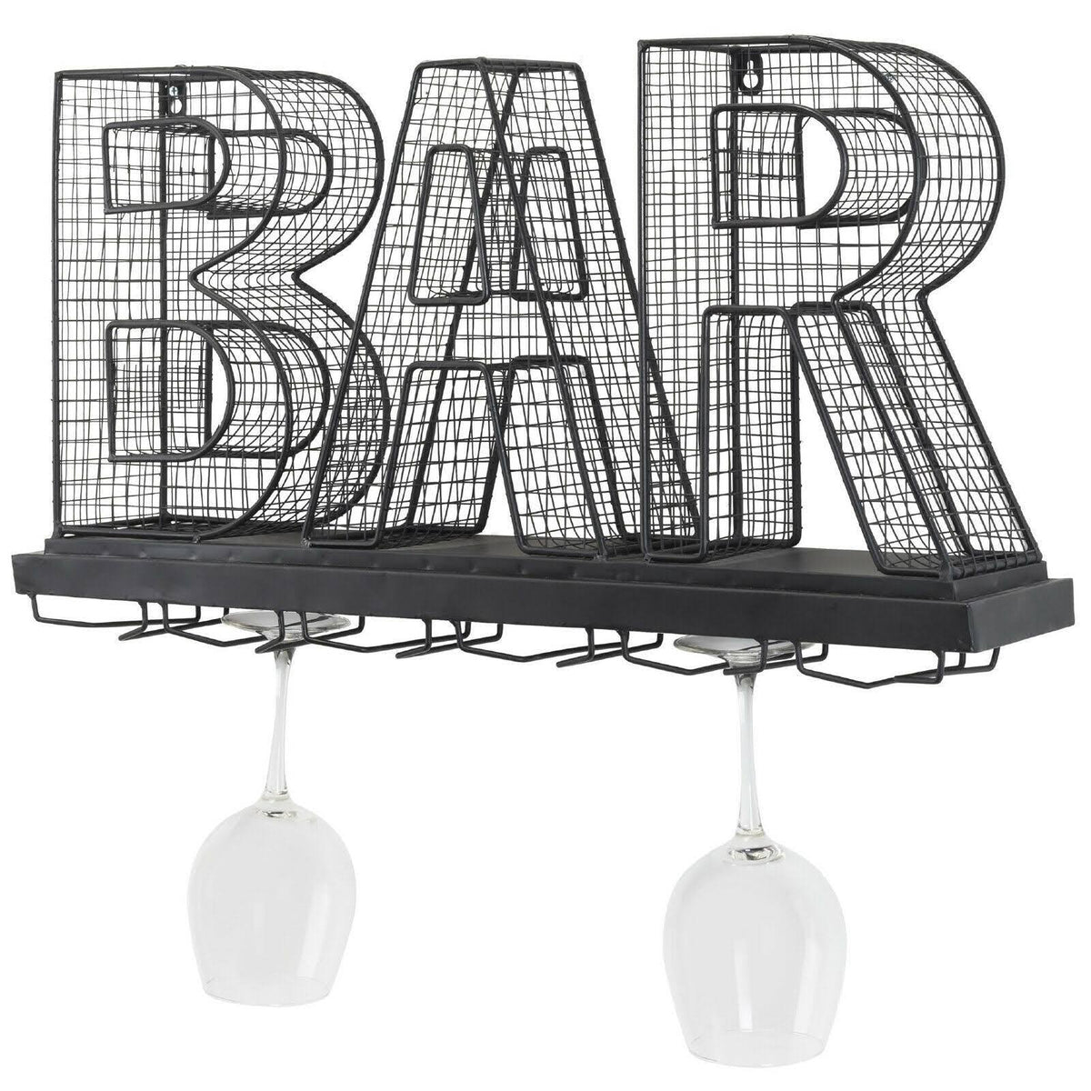 Wall Mounted Wine Glass Holder and Cork Holder Holds 6 Wine Glasses S3171