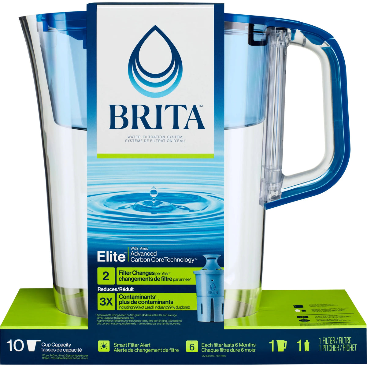 Large 10 Cup Blue Water Filter Pitcher V1843