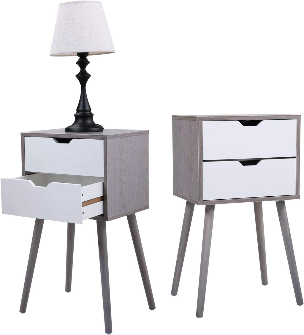 Set of 2 Blue 2 Drawer Wood Nightstand V89221