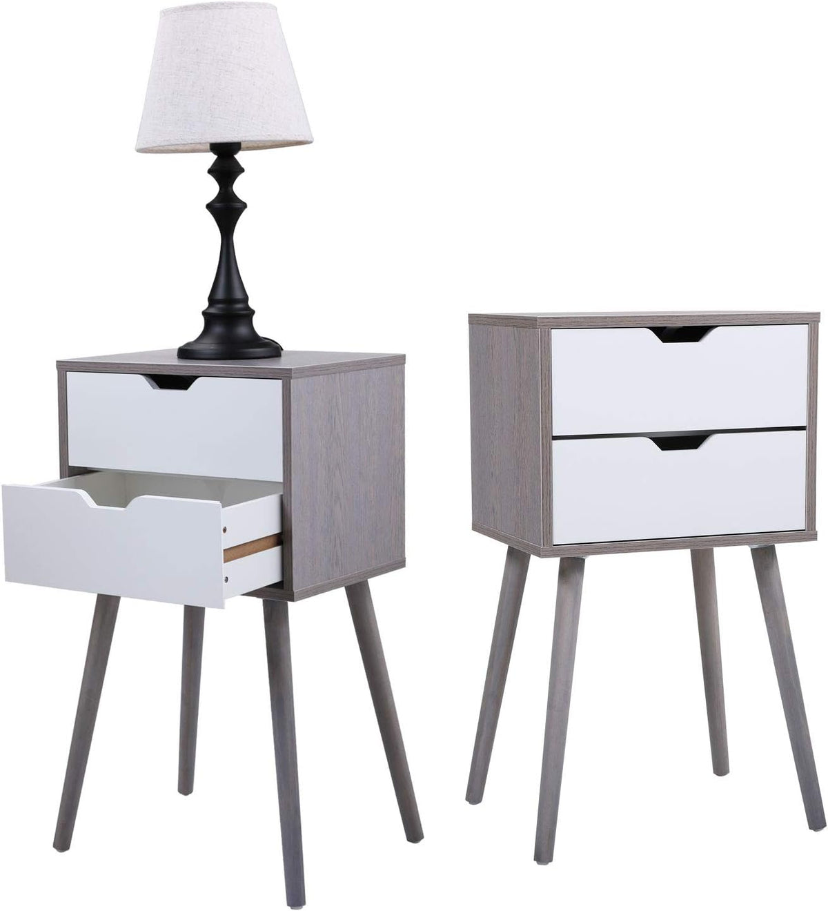 Set of 2 Blue 2 Drawer Wood Nightstand V89221