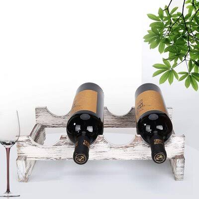 4 Bottle Whitewashed Wood Wine Rack P94354