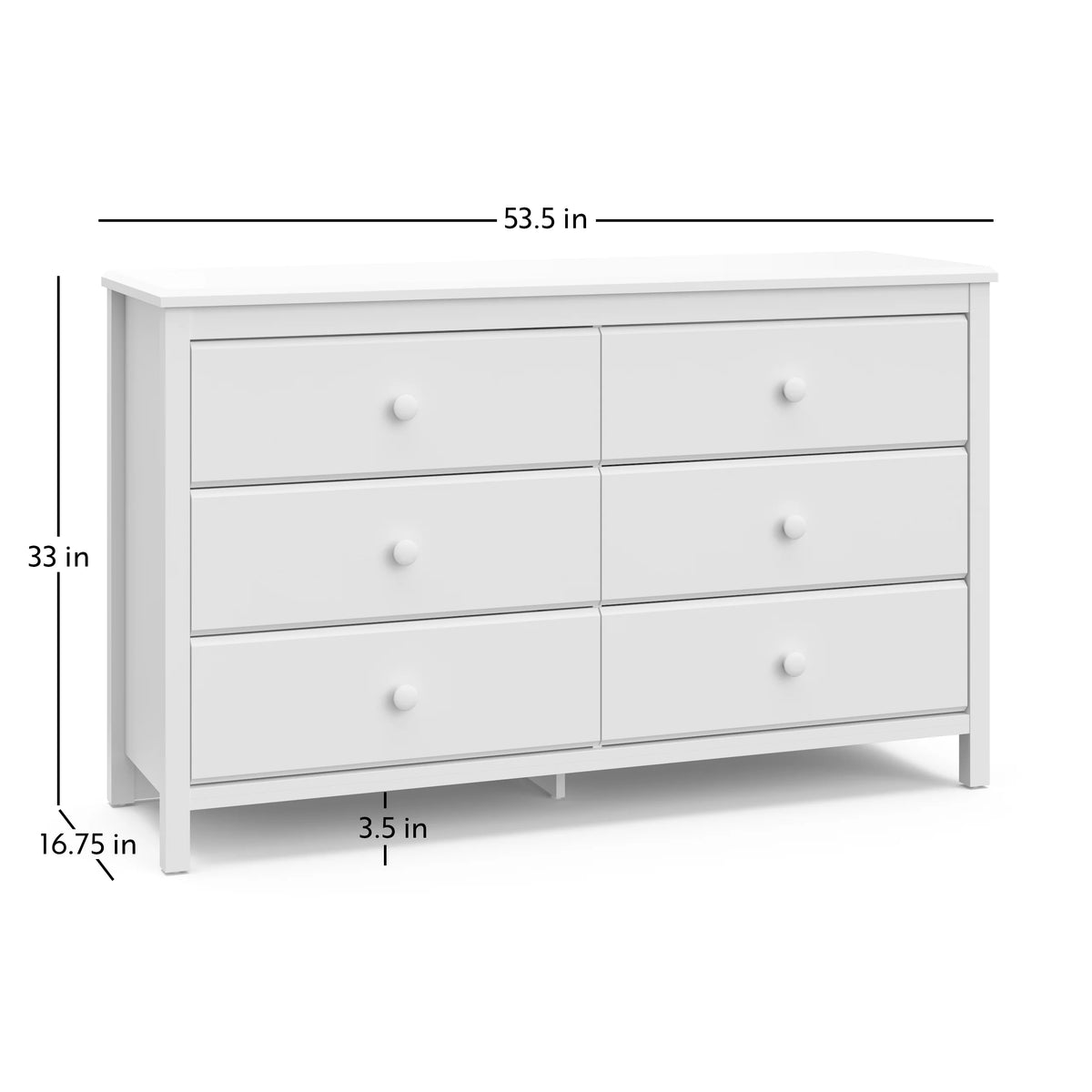 White 6 Drawer Kids Double Dresser Q614