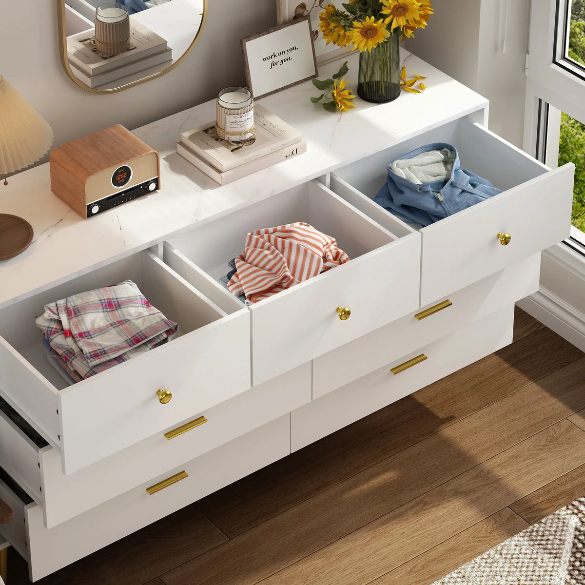 White 6 Drawer Dresser A475426