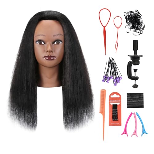 Black 16" Real Hair Mannequin Head Q880