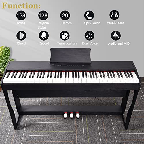 Black 88-Key Weighted Hammer Action Digital Piano U47283