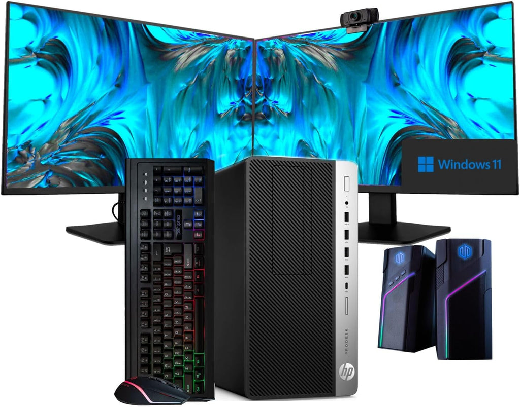 Intel i7-8700 32GB DDR4 RAM 1TB SSD + 4TB HDD Windows 11 Pro Dual 22in LCD Monitors Desktop PC K744850