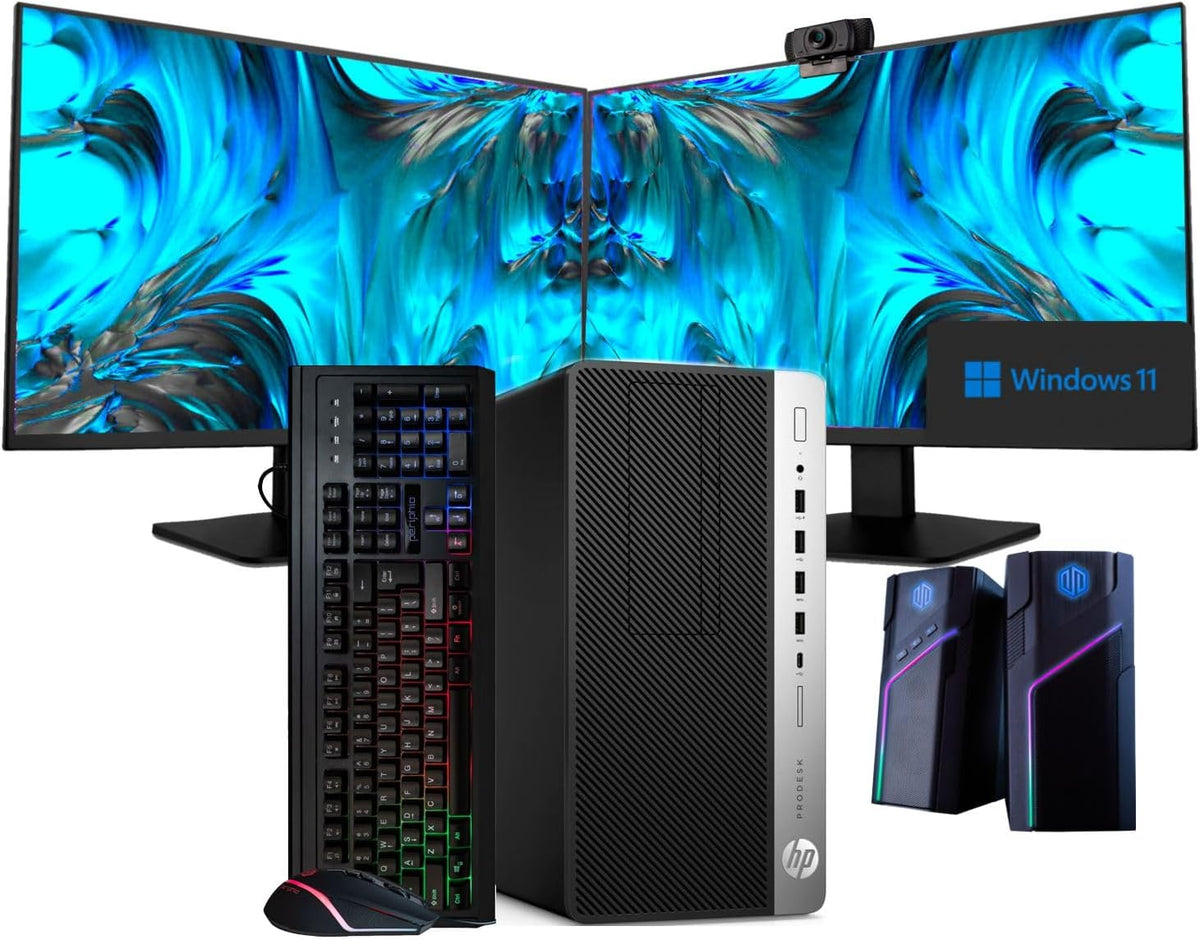 Intel i7-8700 32GB DDR4 RAM 1TB SSD + 4TB HDD Windows 11 Pro Dual 22in LCD Monitors Desktop PC K744850