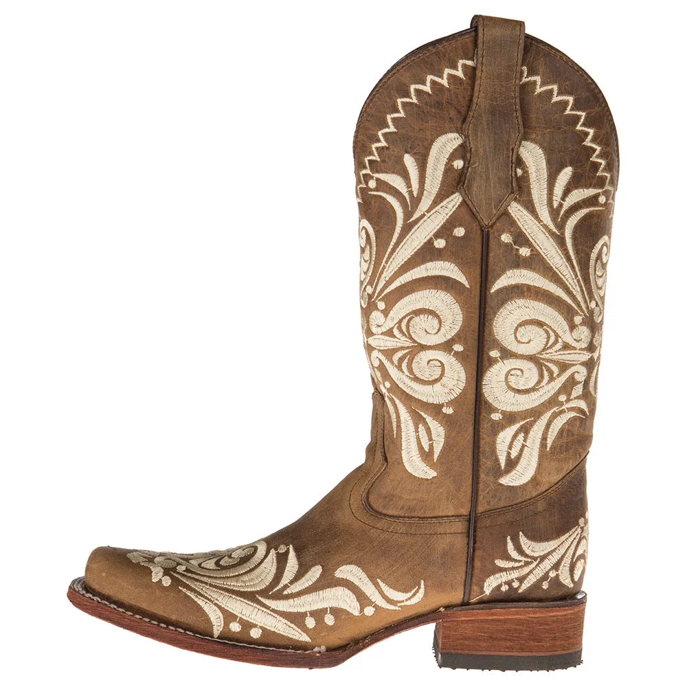 Tan Square Toe Boots Z415