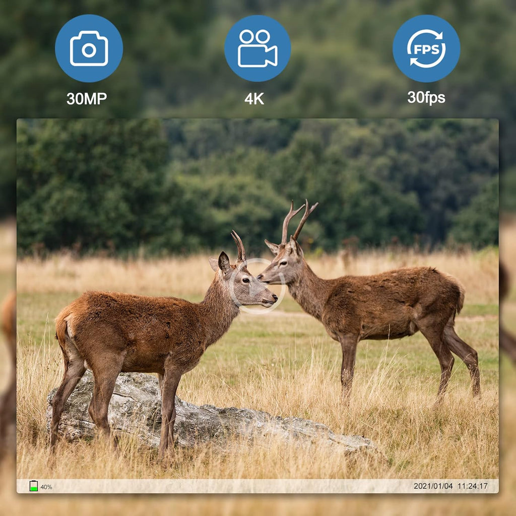 4K 30MP WiFi Trail Camera with 850nm Low Glow Night Vision and 32GB Card O9487