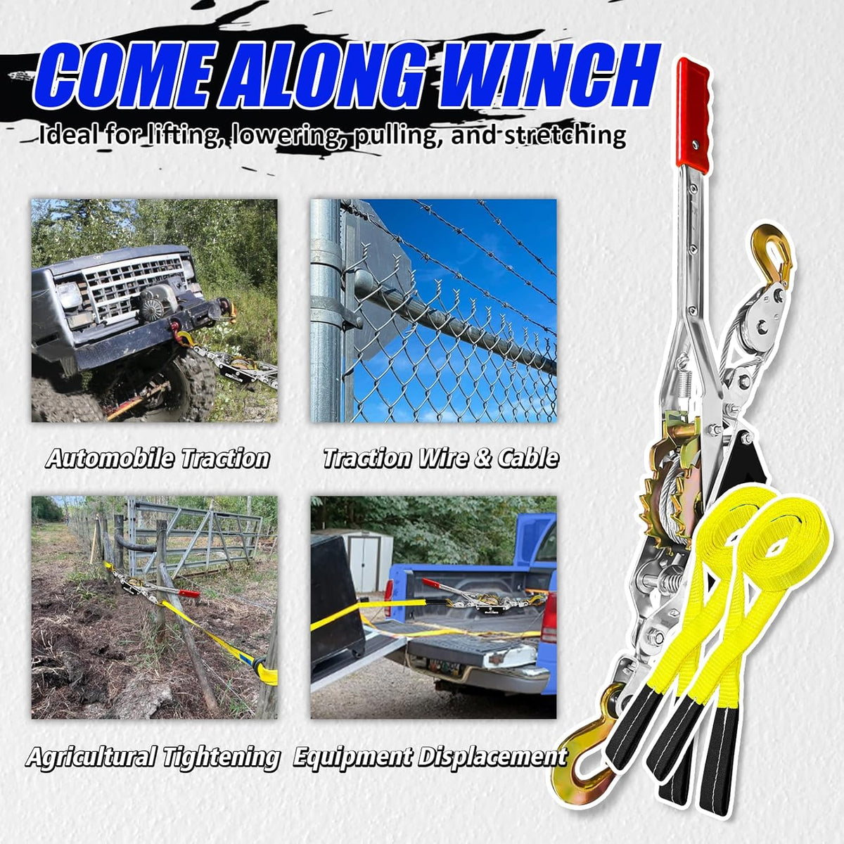 2T Heavy Duty Steel Cable Hand Winch D6491