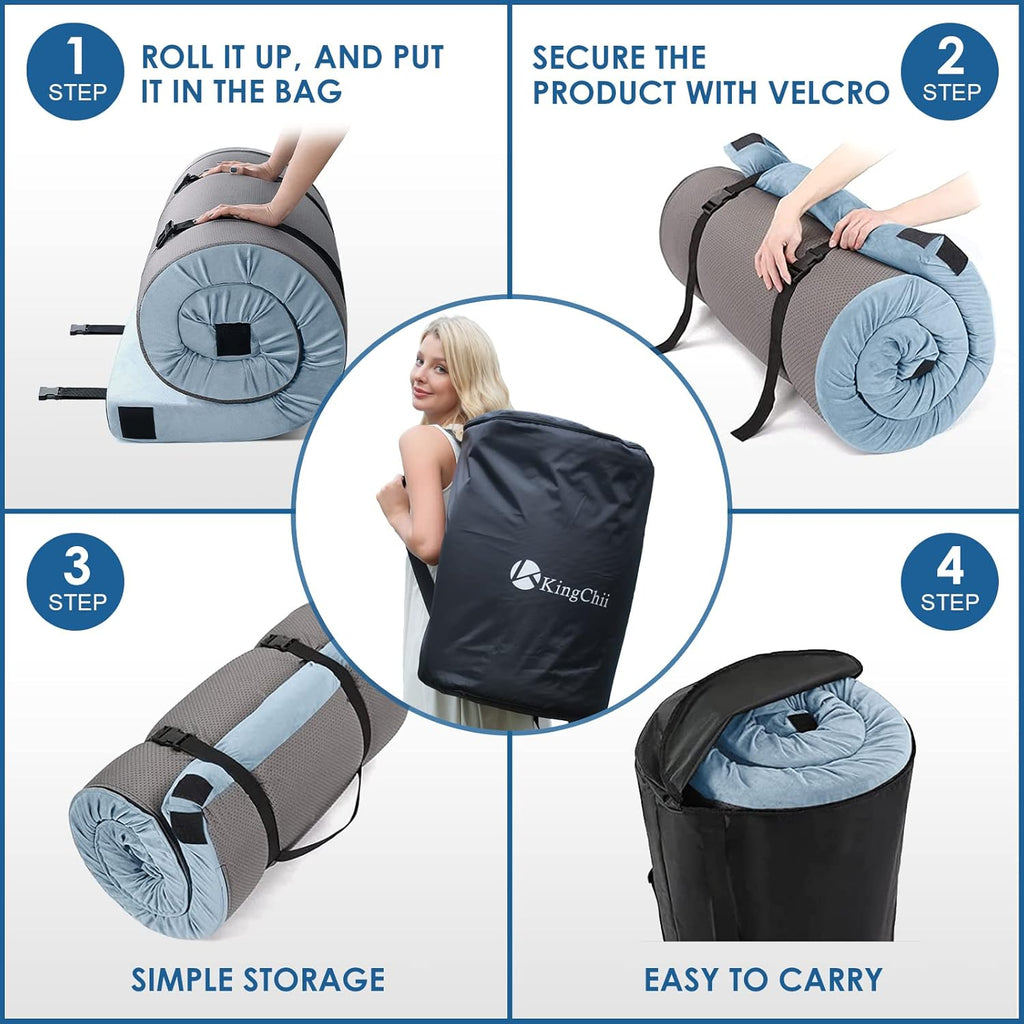 Memory Foam Camping Mattress with Waterproof Cover & Travel Bag B713456
