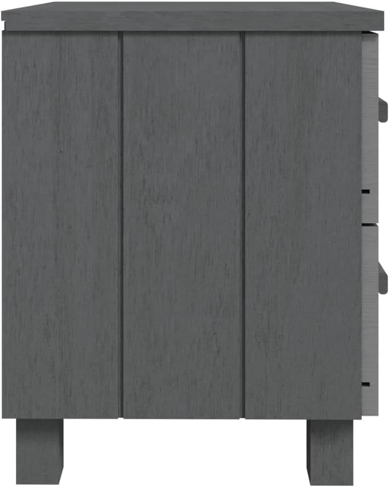 Solid Wood Bedside Cabinets - Dark Gray 2-piece O714