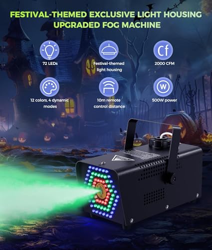 72-LED Fog Machine with Color-Changing Lights & Wireless Remote Control U892118