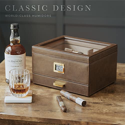 Glass Top Humidor with Cedar and Digital Hygrometer P584