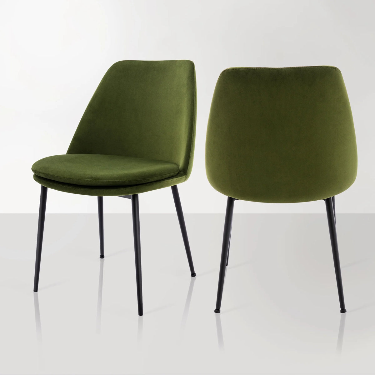 Velvet Upholstered Dining Chair Set of 2 with Black Metal Legs T527282