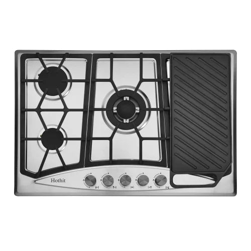 30" 5 Burner Built-in Stainless Steel Gas Cooktop with Griddle R68905