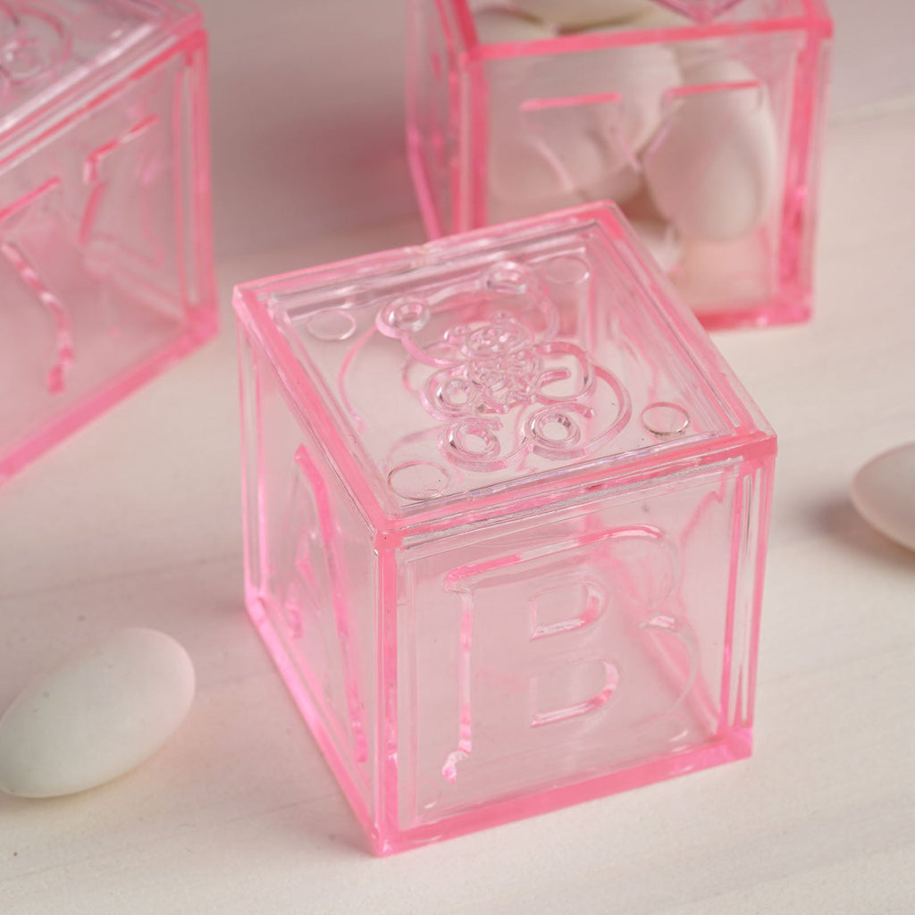 Pink Fillable Baby Blocks Party Favor Gift - 12/pk D551569