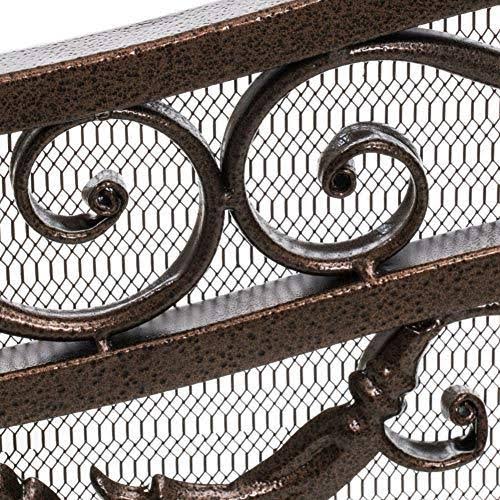 Black Gold Finish Floral Iron Fireplace Screen J10169