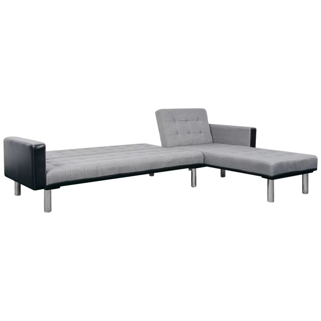 L-shaped Sofa Bed Fabric Black and Gray Z957573