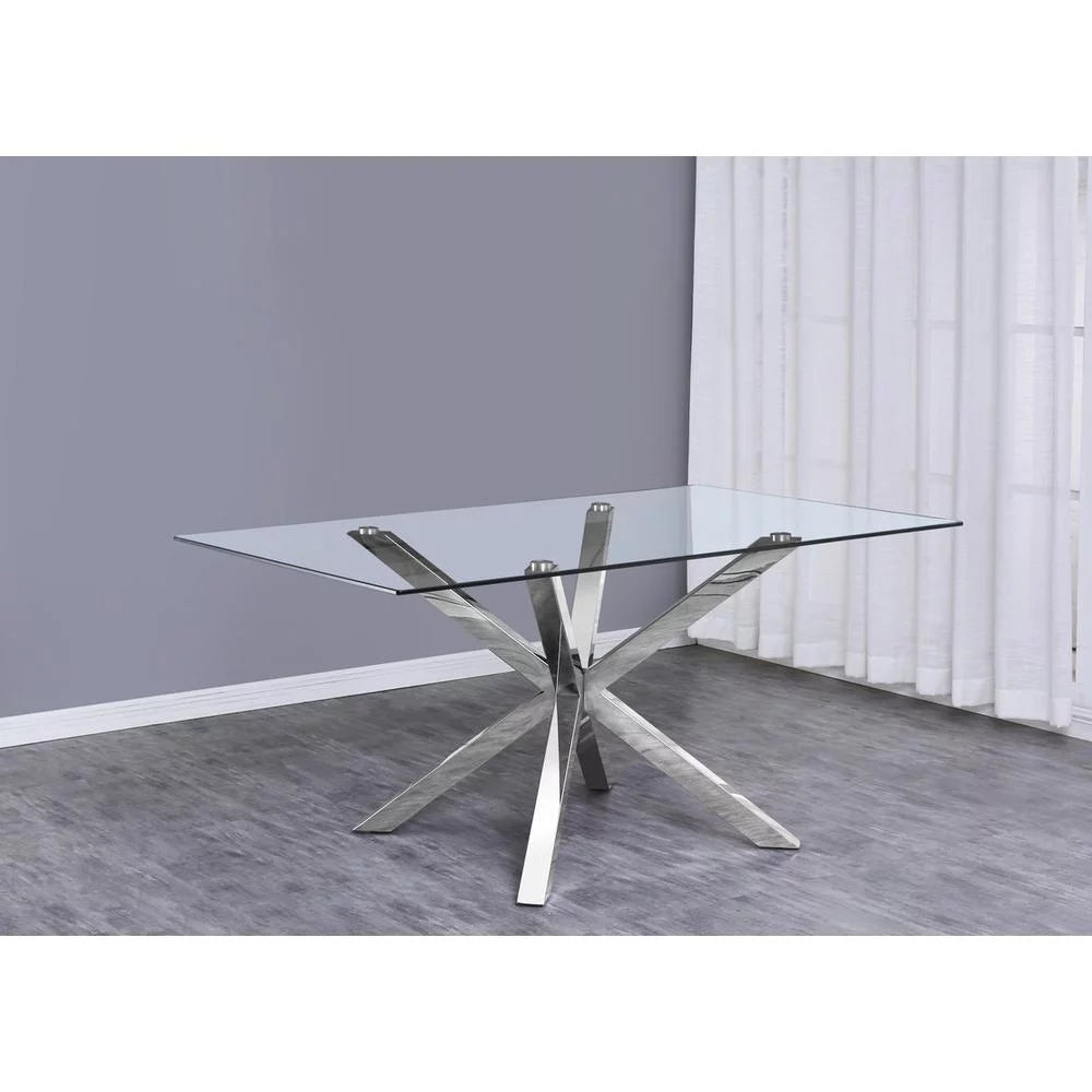 5pc Glass Dining Set with Velvet Chairs G43869