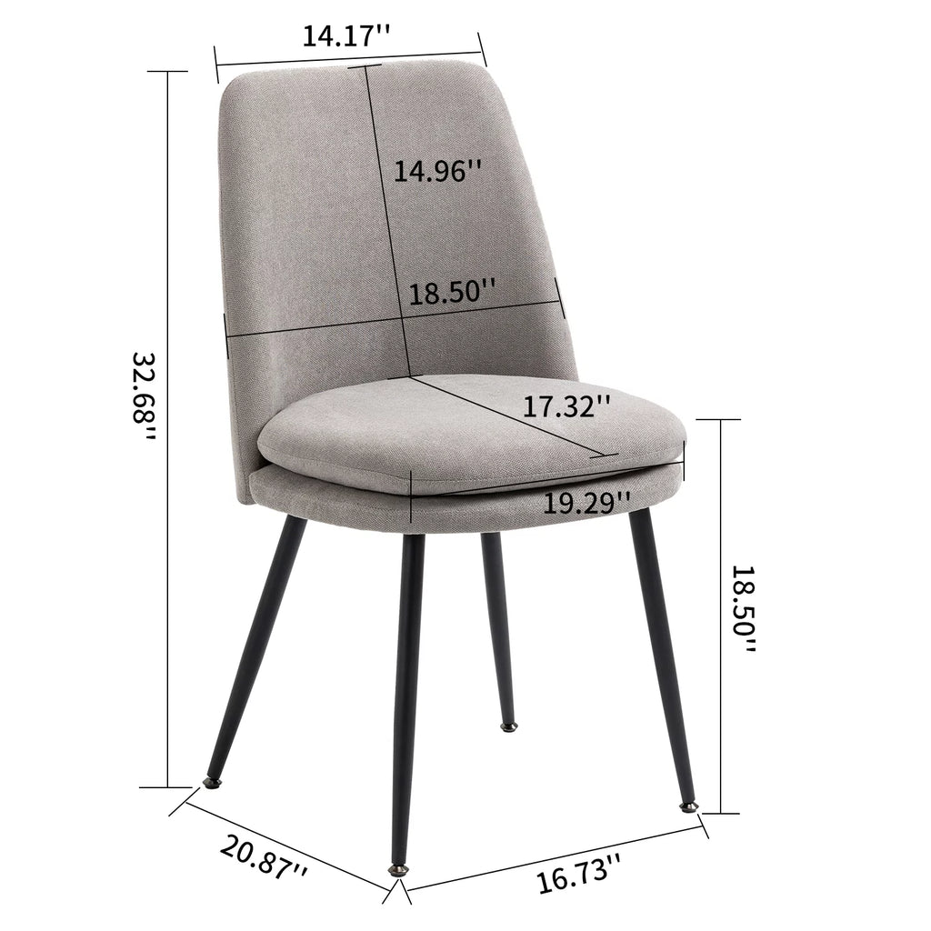 Gray Upholstered Dining Chairs Set of 2 T748