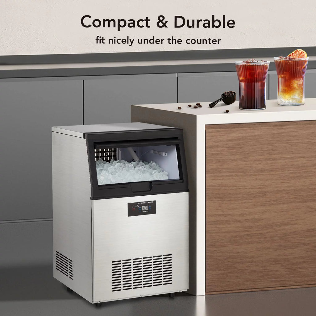 Commercial Ice Machine 130lbs/24H Stainless Steel 44lbs Ice Storage Y2037