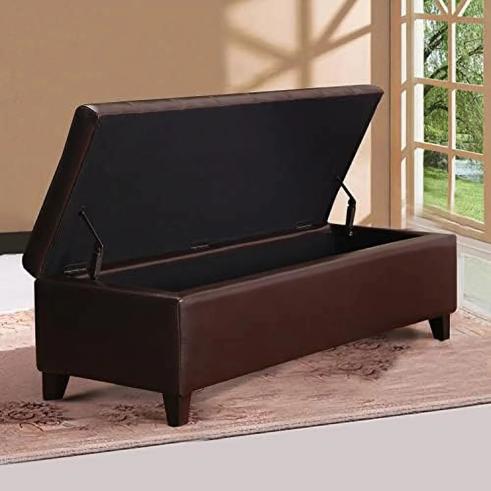 Rectangular Tufted Bonded Leather Ottoman Bench A582427