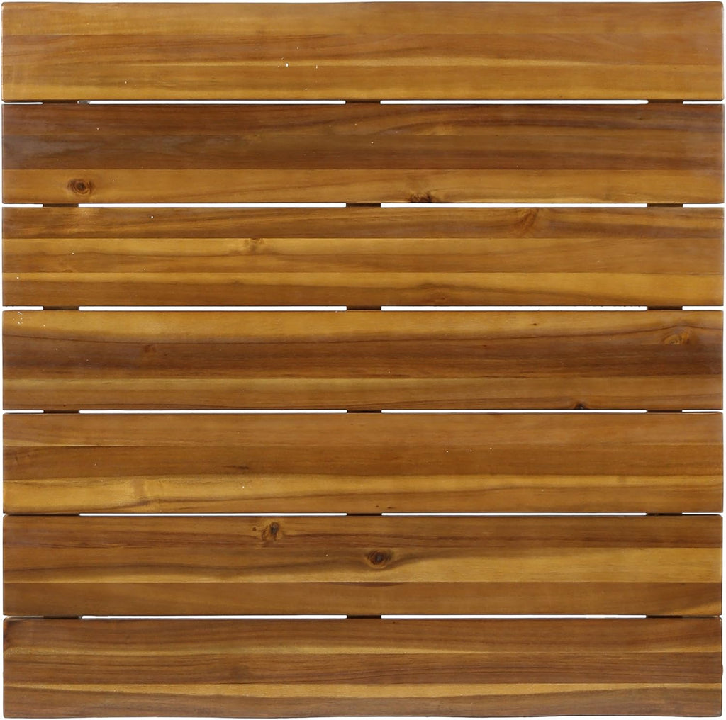 Teak Finish Acacia Wood Coffee Table with Iron Frame T64596