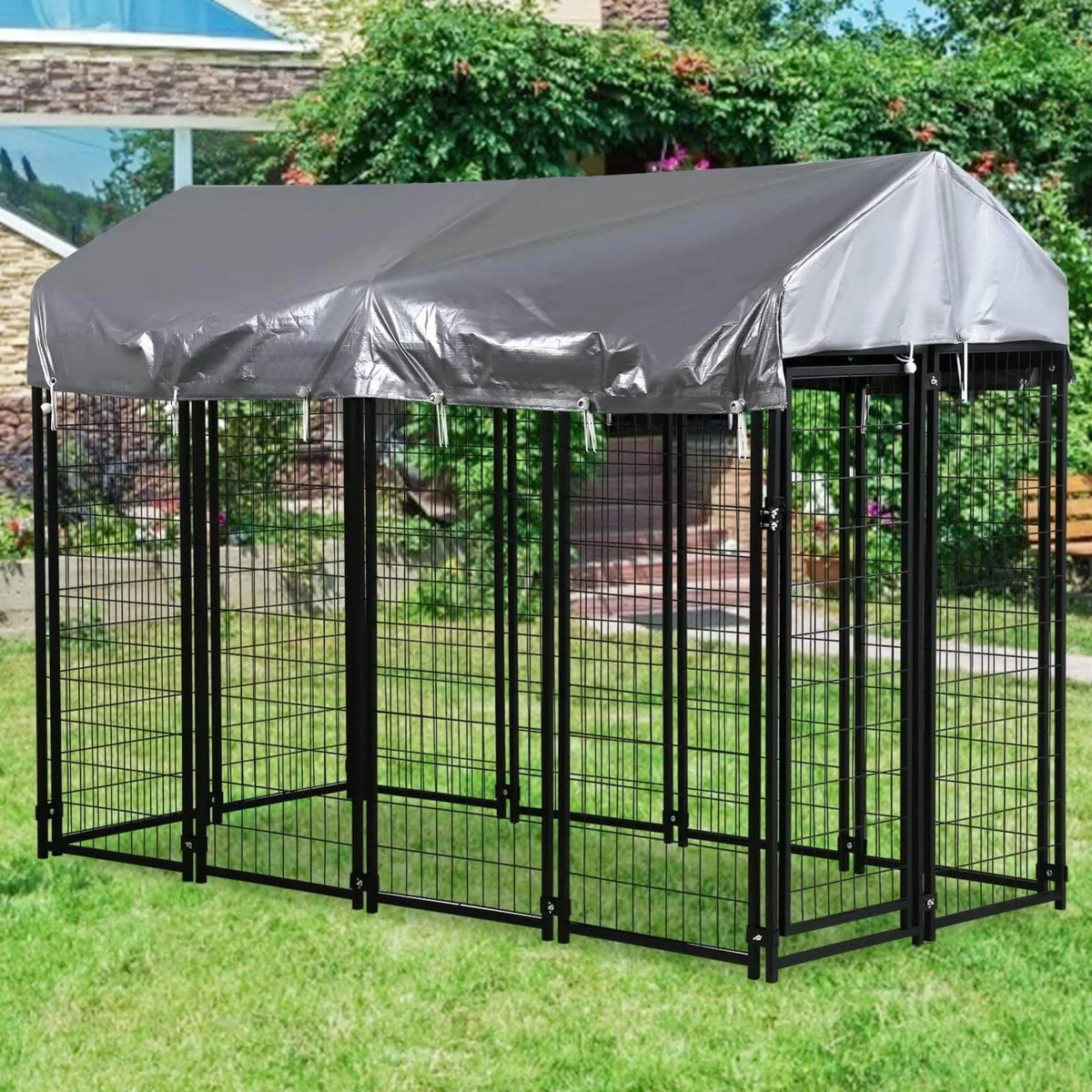 8'x4'x6' Heavy Duty Dog Kennel with Water-Resistant Cover S682534
